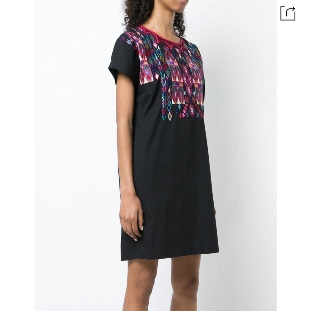 FIGUE Tia embroidered t-shirt dress in onyx black small - Picture 7 of 8